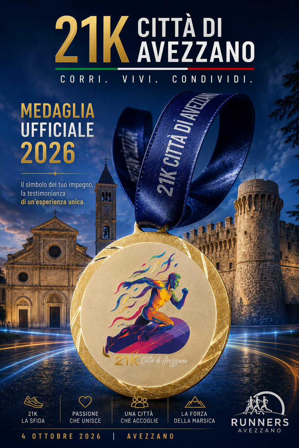 Medaglia ufficiale 2026 della 21K Città di Avezzano