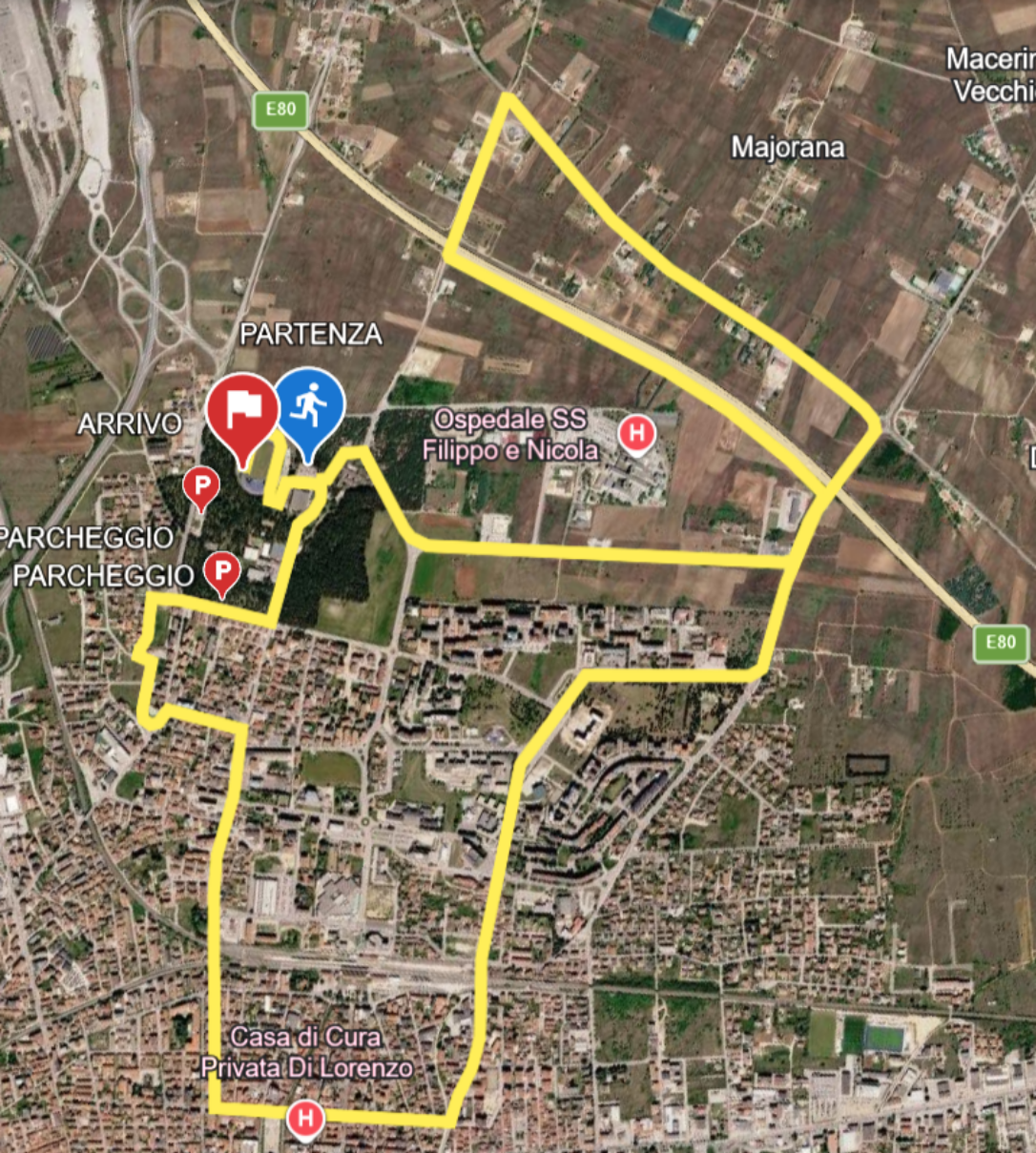 Mappa ufficiale del percorso 21K Città di Avezzano